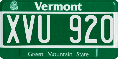 VT license plate XVU920