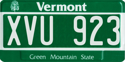 VT license plate XVU923