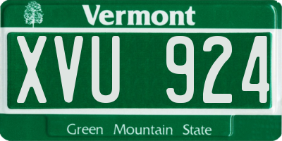 VT license plate XVU924