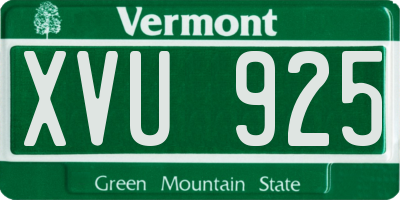 VT license plate XVU925