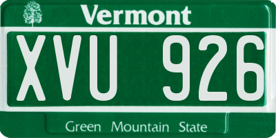 VT license plate XVU926