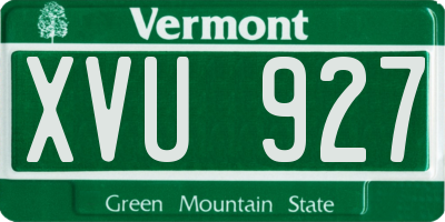 VT license plate XVU927