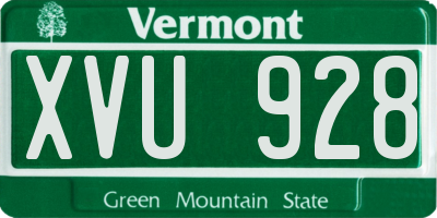 VT license plate XVU928