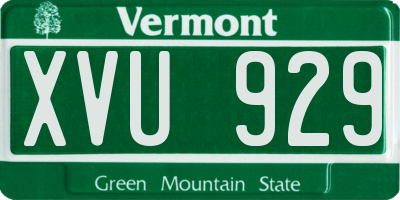 VT license plate XVU929