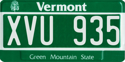 VT license plate XVU935