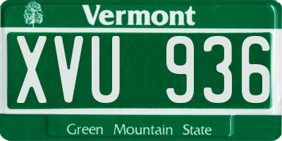 VT license plate XVU936