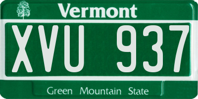 VT license plate XVU937