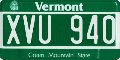 VT license plate XVU940