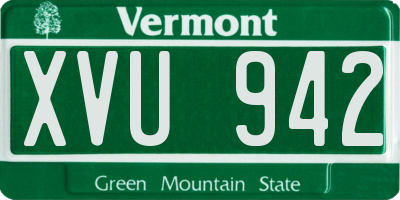 VT license plate XVU942