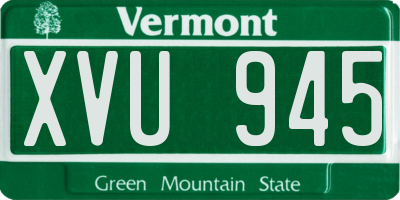 VT license plate XVU945