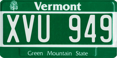 VT license plate XVU949