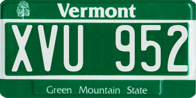 VT license plate XVU952