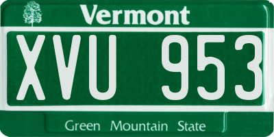 VT license plate XVU953