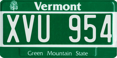 VT license plate XVU954