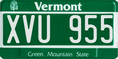 VT license plate XVU955