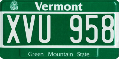 VT license plate XVU958