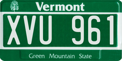 VT license plate XVU961
