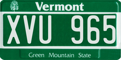 VT license plate XVU965