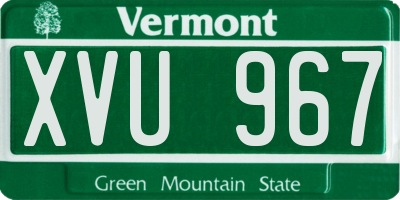VT license plate XVU967