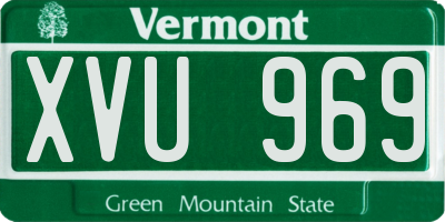 VT license plate XVU969