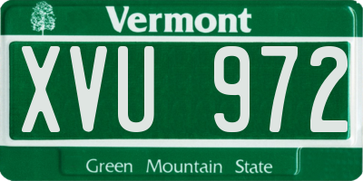 VT license plate XVU972