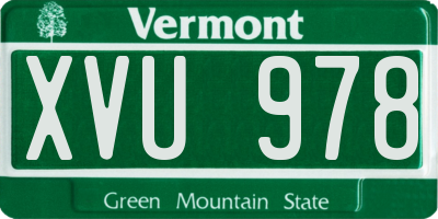VT license plate XVU978