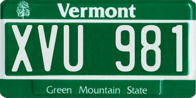 VT license plate XVU981