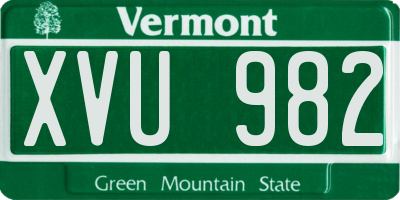 VT license plate XVU982