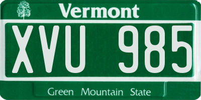 VT license plate XVU985