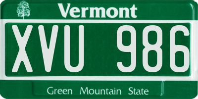 VT license plate XVU986