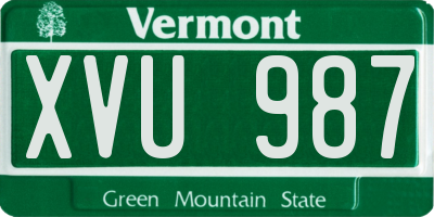 VT license plate XVU987