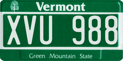 VT license plate XVU988