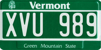VT license plate XVU989