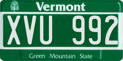 VT license plate XVU992