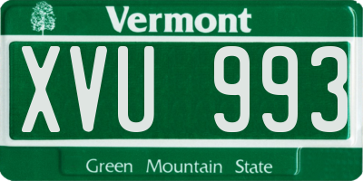 VT license plate XVU993