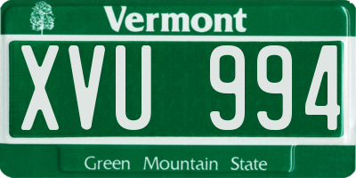 VT license plate XVU994