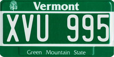 VT license plate XVU995
