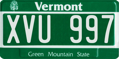 VT license plate XVU997