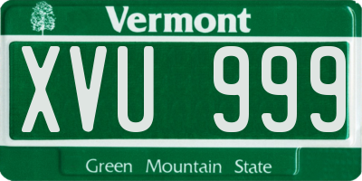 VT license plate XVU999