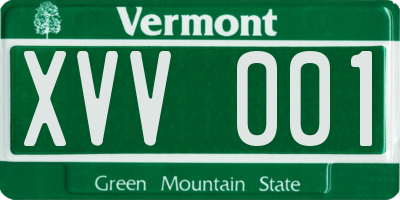 VT license plate XVV001