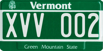 VT license plate XVV002