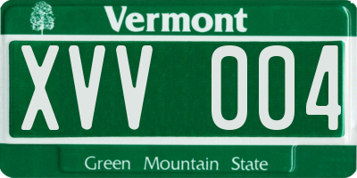 VT license plate XVV004