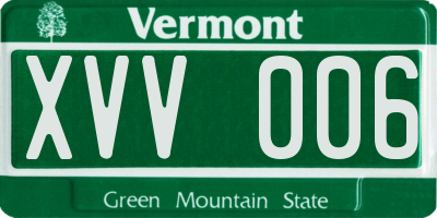 VT license plate XVV006