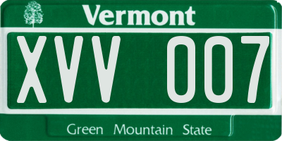 VT license plate XVV007