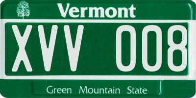 VT license plate XVV008