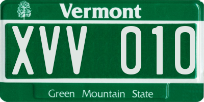 VT license plate XVV010