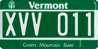 VT license plate XVV011
