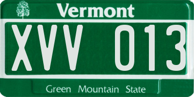 VT license plate XVV013