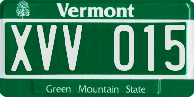 VT license plate XVV015