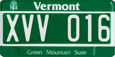 VT license plate XVV016